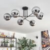 Gastor ceiling light, globe light 15 cm chrome, Smoke-coloured, 6-light sources