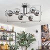 Gastor ceiling light, globe light 15 cm chrome, Smoke-coloured, 6-light sources