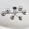 Gastor ceiling light, globe light 15 cm chrome, Smoke-coloured, 6-light sources