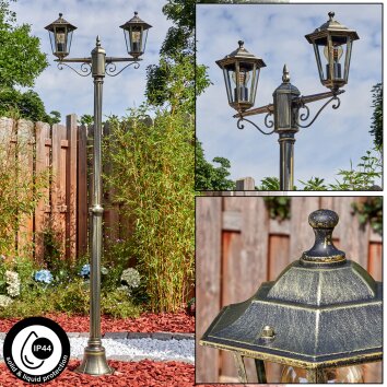 Loria outdoor light, lamp post, path light brown, gold, 2-light sources