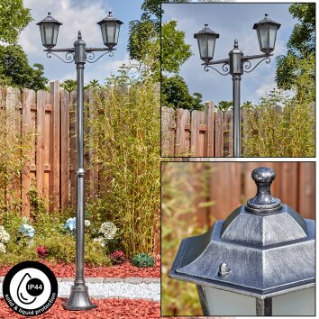 Loria outdoor light, lamp post, path light black, silver, 2-light sources