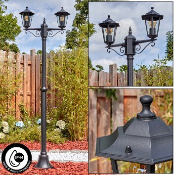 Loria outdoor light, lamp post, path light black, 2-light sources