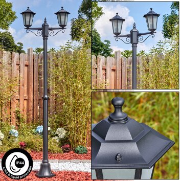 Loria outdoor light, lamp post, path light black, 2-light sources