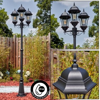 Etoe outdoor light, lamp post, path light black, 3-light sources