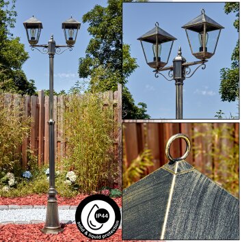 Anfei outdoor light, lamp post, path light gold, black, 2-light sources