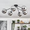 Gastor ceiling light, globe light 80 cm chrome, Smoke-coloured, 6-light sources