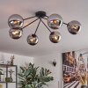 Gastor ceiling light, globe light 80 cm chrome, Smoke-coloured, 6-light sources