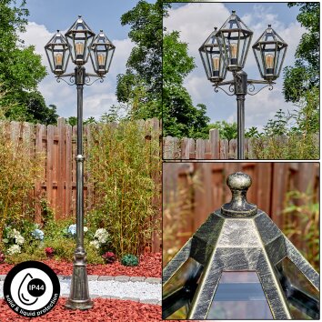 Falfosa outdoor light, lamp post, path light gold, black, 3-light sources