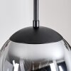 Gastor hanging light, globe light 30 cm chrome, Smoke-coloured, 3-light sources