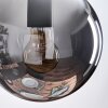 Gastor hanging light, globe light 30 cm chrome, Smoke-coloured, 3-light sources