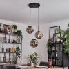 Gastor hanging light, globe light 30 cm chrome, Smoke-coloured, 3-light sources