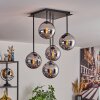 Gastor ceiling light, globe light chrome, Smoke-coloured, 5-light sources