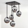 Gastor ceiling light, globe light chrome, Smoke-coloured, 5-light sources