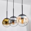 Gastor hanging light, globe light gold, clear, Smoke-coloured, 3-light sources