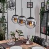 Gastor hanging light, globe light chrome, clear, Smoke-coloured, 3-light sources