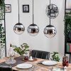 Gastor hanging light, globe light chrome, clear, Smoke-coloured, 3-light sources