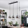 Gastor hanging light, globe light chrome, clear, Smoke-coloured, 3-light sources