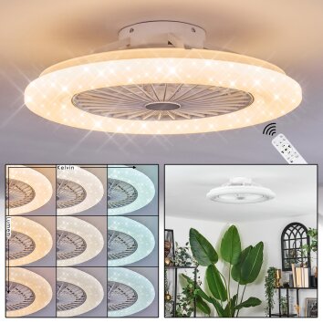 Benasal ceiling light, Ceiling fan light white, 1-light source, Remote control