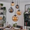 Gastor hanging light, globe light 45 cm black, 5-light sources