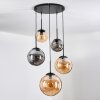 Gastor hanging light, globe light 45 cm black, 5-light sources