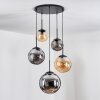 Gastor hanging light, globe light 45 cm black, 5-light sources