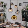 Gastor hanging light, globe light 45 cm black, 5-light sources