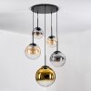 Gastor hanging light, globe light 45 cm black, 5-light sources