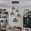 Gastor hanging light, globe light 45 cm black, 5-light sources