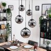 Gastor hanging light, globe light 45 cm black, 5-light sources