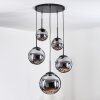 Gastor hanging light, globe light 45 cm black, 5-light sources