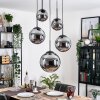 Gastor hanging light, globe light 45 cm black, 5-light sources