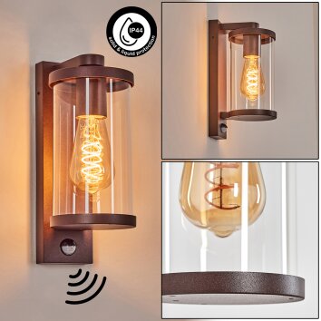 Telhada outdoor light, outdoor wall light rust-coloured, 1-light source, Motion sensor