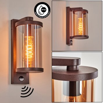 Telhada outdoor light, outdoor wall light rust-coloured, 1-light source, Motion sensor