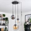 Gastor hanging light, globe light Amber, clear, Smoke-coloured, 3-light sources