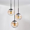 Gastor hanging light, globe light Amber, clear, 3-light sources