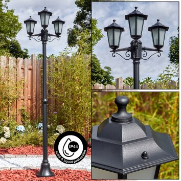 Loria outdoor light, lamp post, path light black, 3-light sources