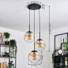 Gastor hanging light, globe light Amber, clear, 3-light sources