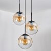 Gastor hanging light, globe light Amber, clear, 3-light sources