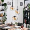 Gastor hanging light, globe light Amber, clear, 3-light sources