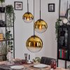 Gastor hanging light, globe light 30 cm gold, clear, 3-light sources