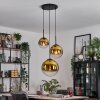 Gastor hanging light, globe light 30 cm gold, clear, 3-light sources