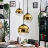 Gastor hanging light, globe light 30 cm gold, clear, 3-light sources