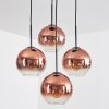 Koyoto hanging light, globe light 35 cm clear, coppery, 4-light sources