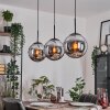 Gastor hanging light, globe light black, 3-light sources