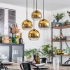 Koyoto hanging light, globe light gold, clear, 4-light sources