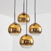 Koyoto hanging light, globe light gold, clear, 4-light sources