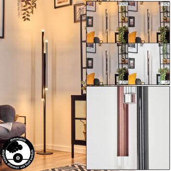 Specksta floor lamp LED copper, black, silver, 3-light sources