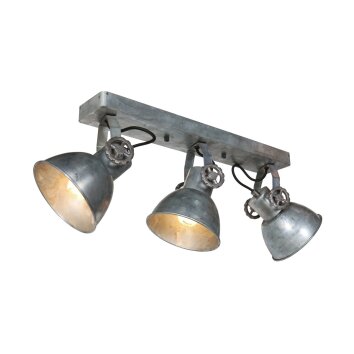 Steinhauer lights Gearmetal ceiling light, ceiling spotlight Oxidised Silver, 3-light sources