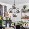 Ripoll hanging light, globe light, pendant light chrome, Smoke-coloured, 4-light sources