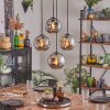 Ripoll hanging light, globe light, pendant light chrome, Smoke-coloured, 4-light sources